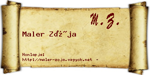 Maler Zója névjegykártya